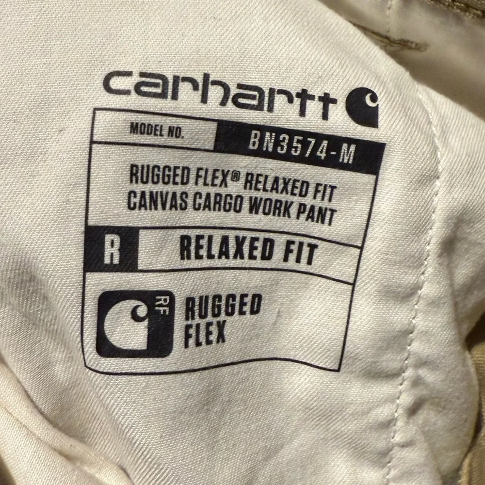 Carhartt Rugged Flex Canvas Cargo Work Pants Mens 38x36 brown Relaxed BN3574-M - Picture 9 of 13